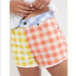Farm Rio Gingham Multicolored Shorts Sz Medium